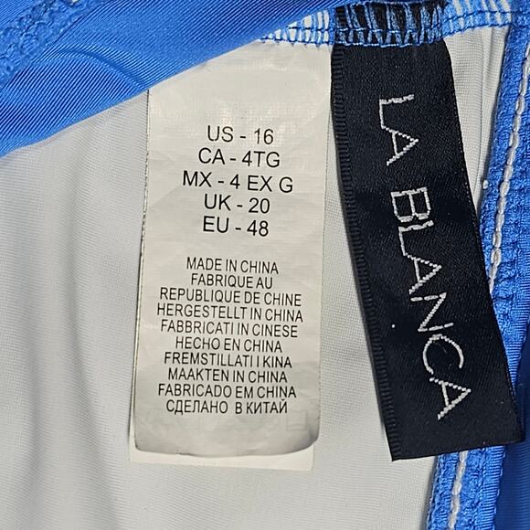 La Blanca Island Goddess Cross Back Mio One Piece Swimsuit Blue Women's 16 - Picture 7 of 8